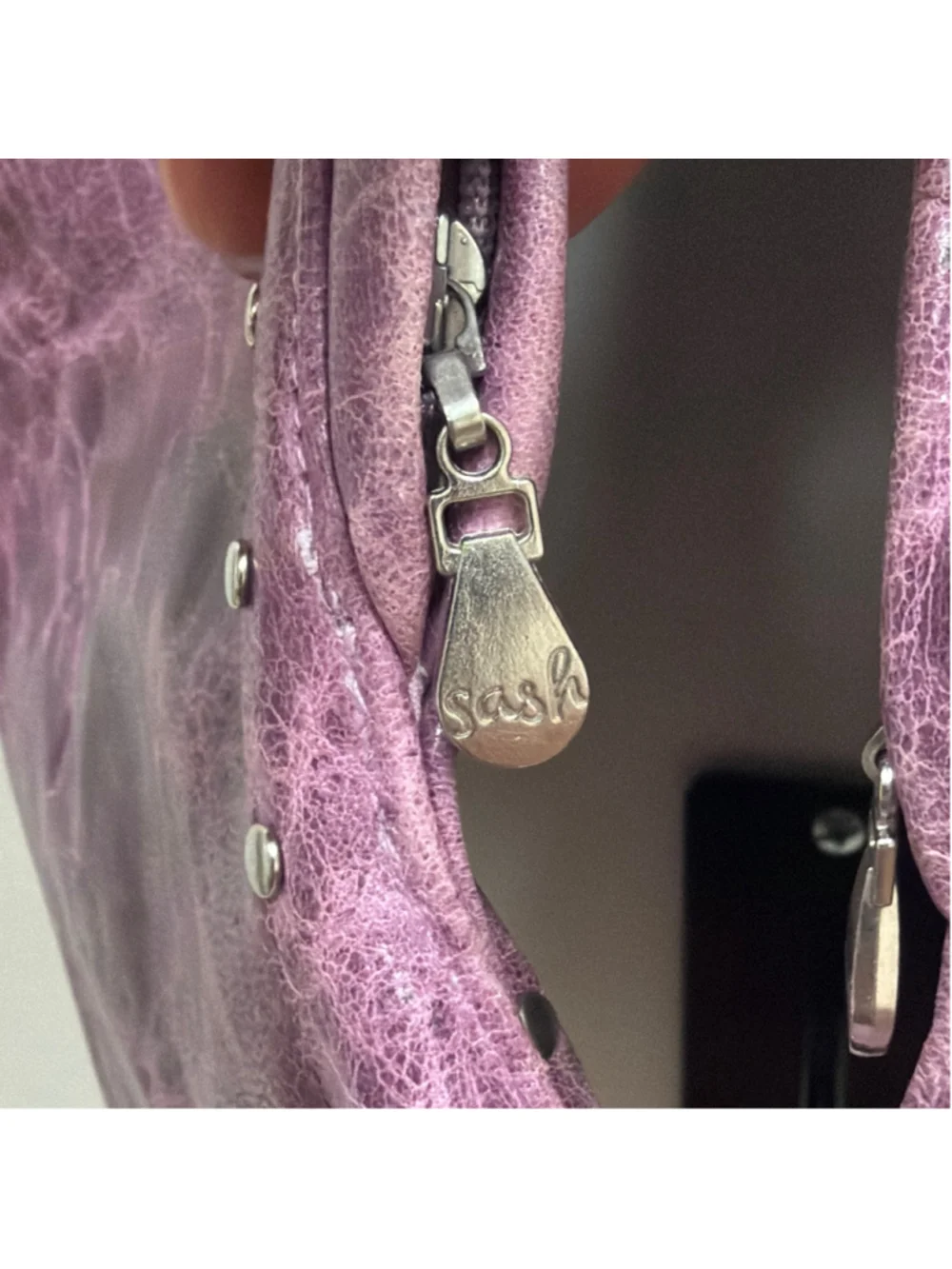 Sash Bag Purple Marbled Classic Studded Leather Bag! - Picture 6 of 7